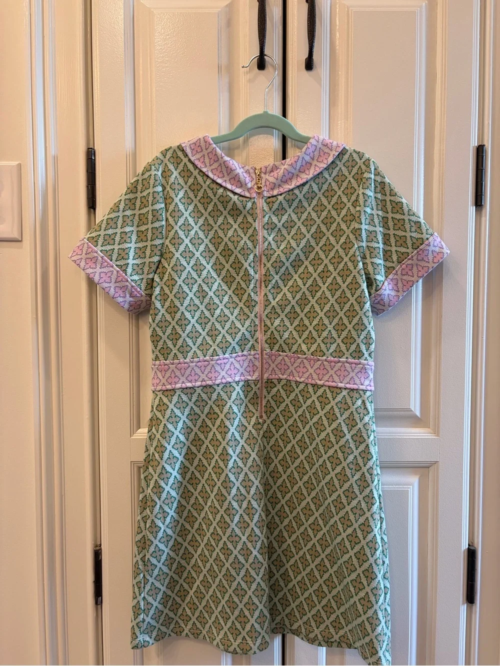 Hannah Banana Green and Lilac Patterned Knit Dress